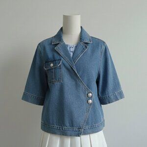 Ganni Washed Denim Shirt Jacket